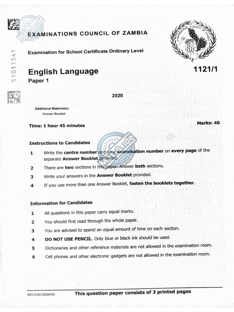 Pdfs - English P1 2020 G12 | PDF