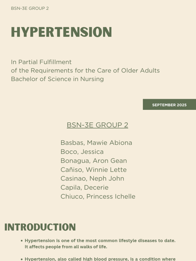 Group 2 - Hypertension | PDF | Hypertension | Blood Pressure