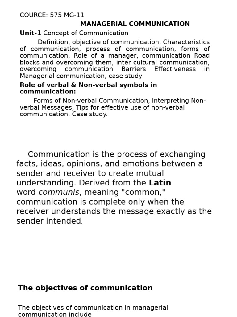 Effective Managerial Communication Guide | PDF | Nonverbal ...