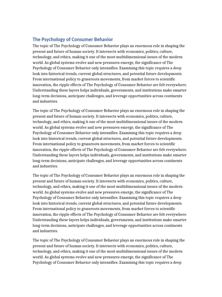 Understanding Consumer Behavior Psychology | PDF | Behavior | Psychology