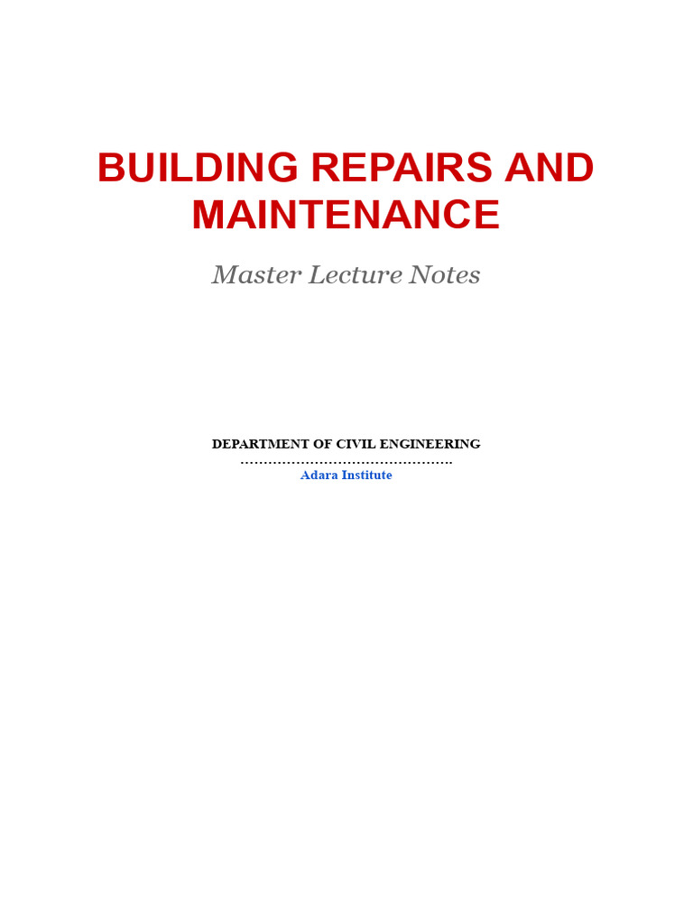 Building Repairs and Maintenance Guide | PDF | Concrete | Hydroxide