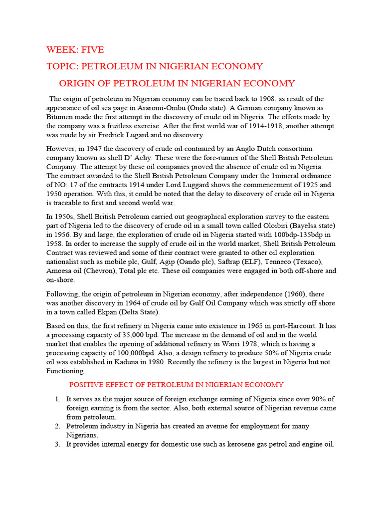 A6833954 Petroleum in Nigerian Economy | PDF | Cost Of Living | Nigeria
