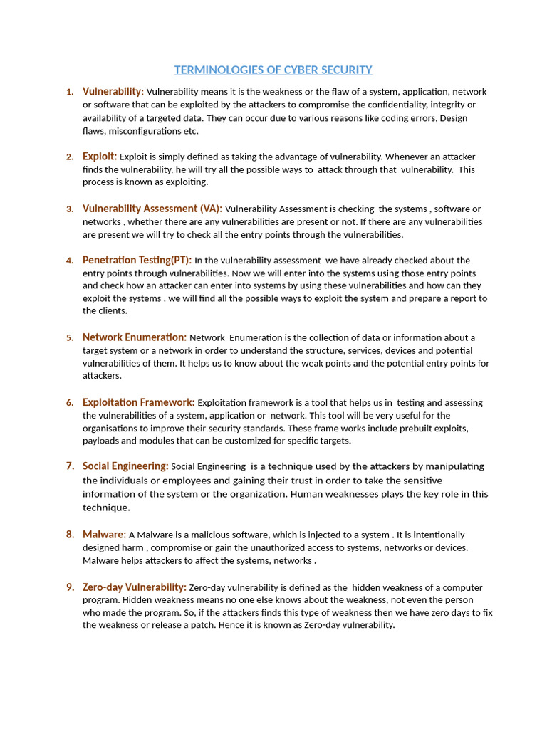 Key Cyber Security Terminologies Explained | PDF | Security | Computer ...
