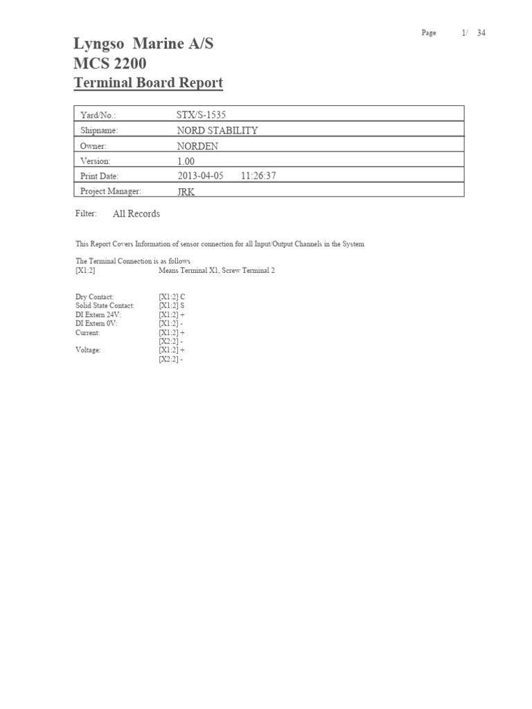 Sensor Connection Terminal Report | PDF