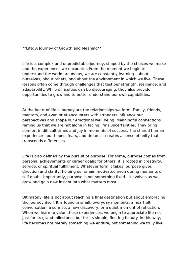 Life's Journey: Growth and Purpose | PDF