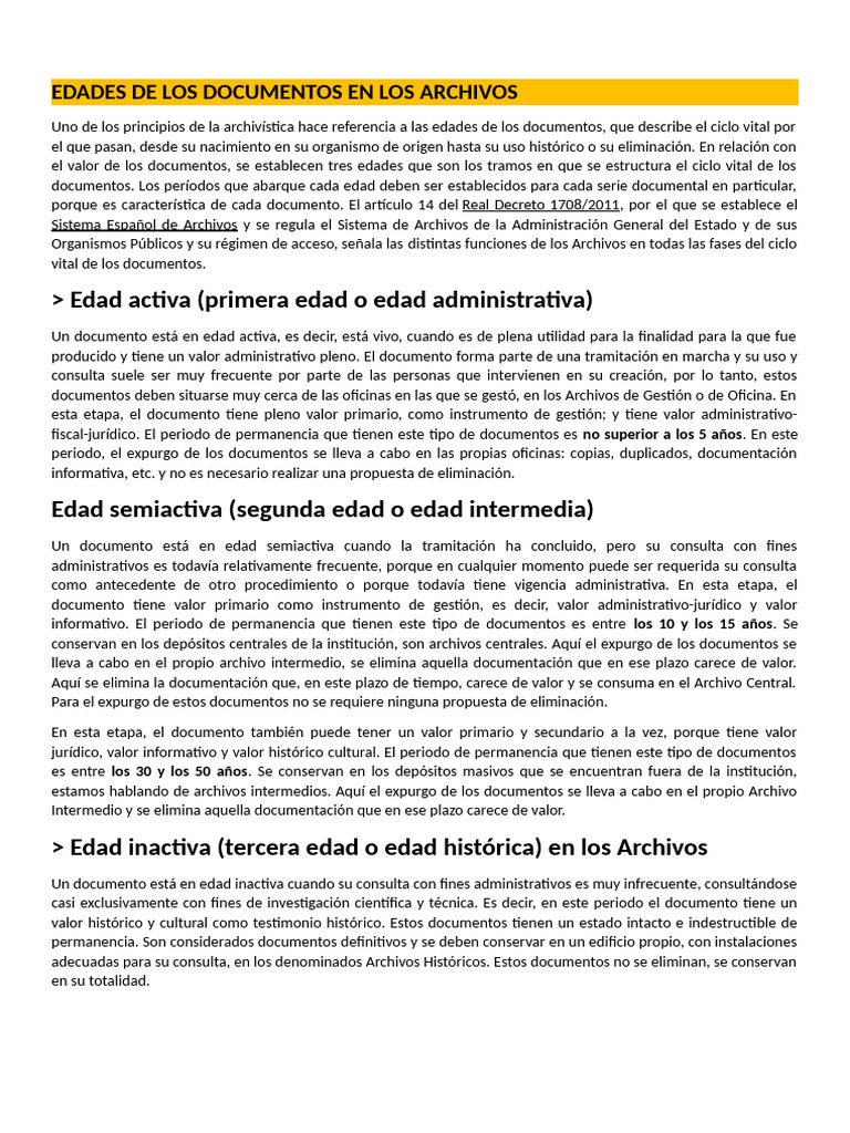 Edades de los Documentos en Archivos | PDF | Documento
