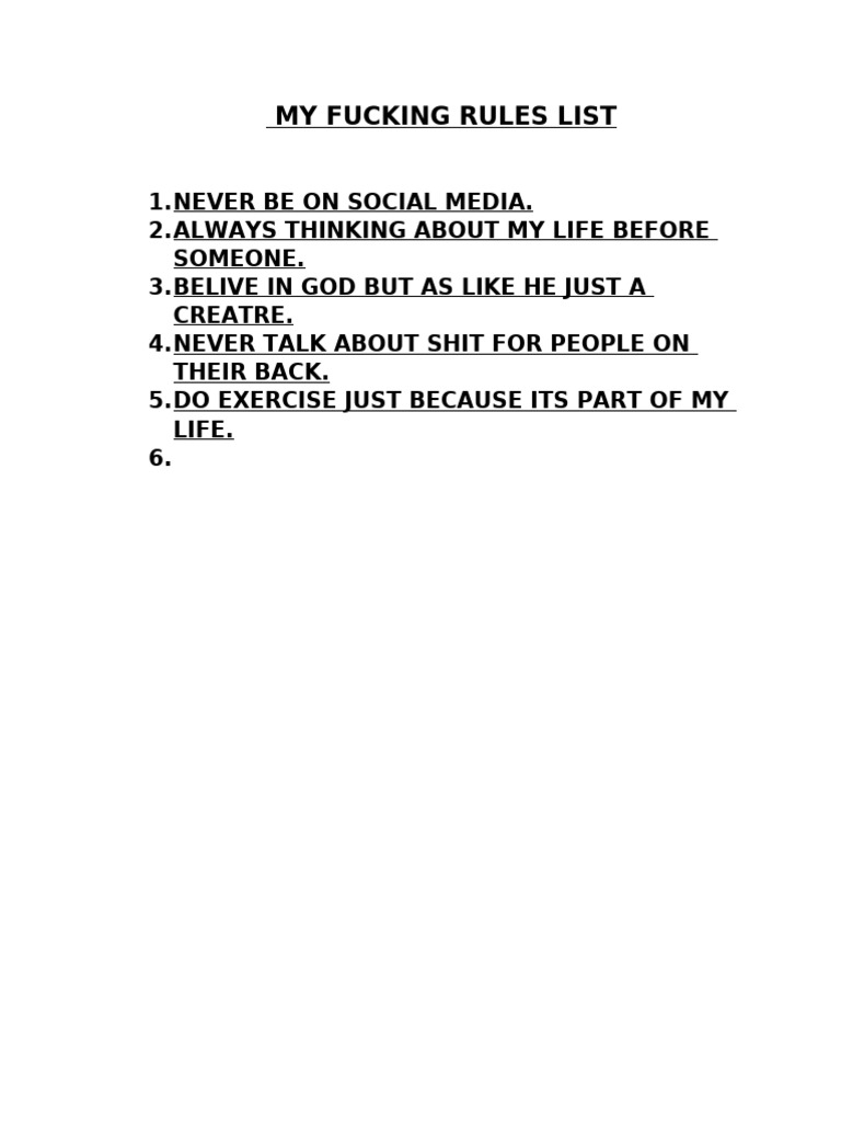 Personal Life Rules for Self-Improvement | PDF