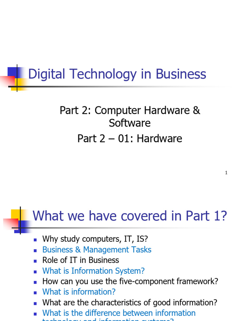 Topic 02-1 Hardware Software | PDF | Computer Data Storage | Central ...