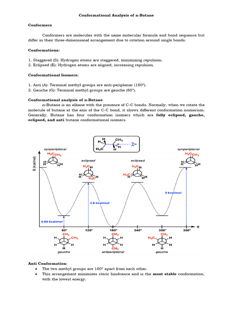 n-Butane Conformational Analysis | PDF | Stereochemistry | Physical ...