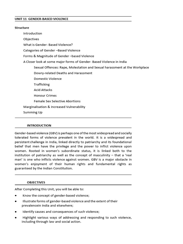 Gender Based Violence in India | PDF | Domestic Violence | Violence ...