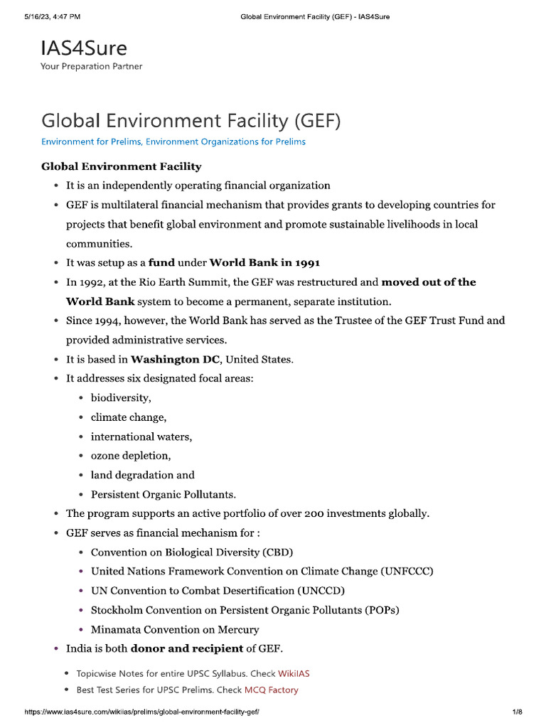 Global Environment Facility | PDF