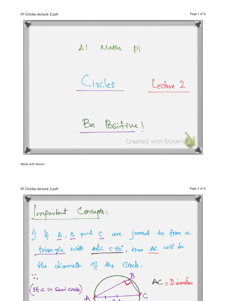 P1 Circles Lecture Overview | PDF
