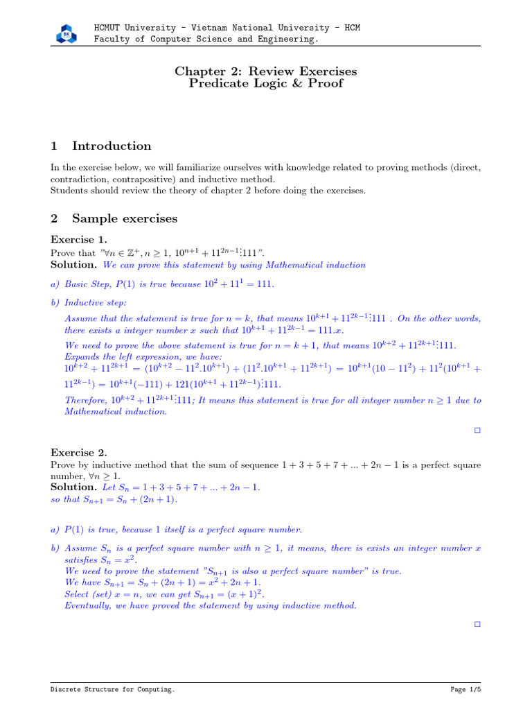 Chap2+3 Predicatelogic | PDF | Mathematical Proof | Mathematical Logic