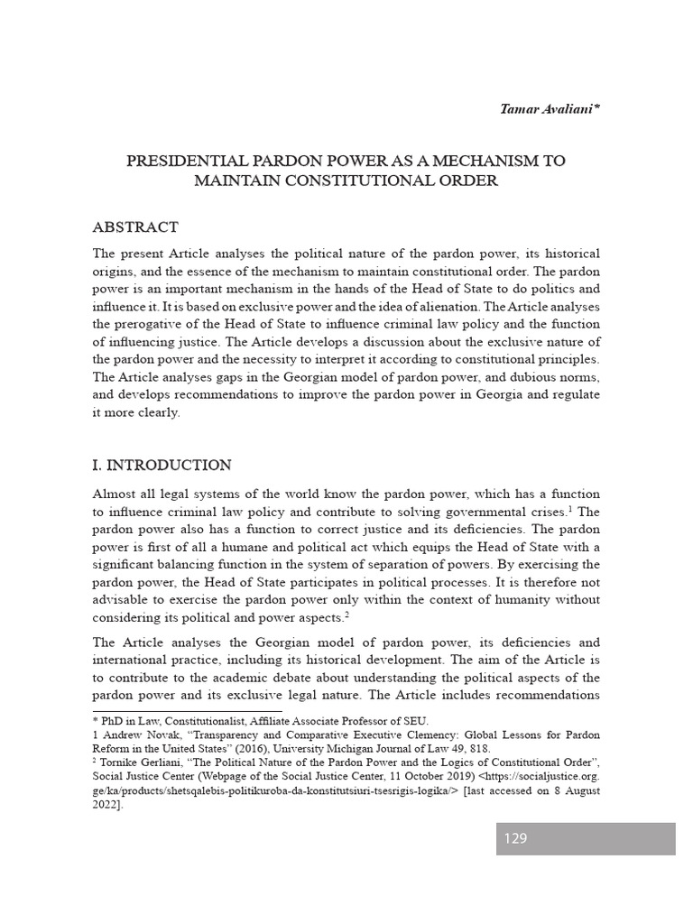 Presidential Pardon Power Explained | PDF | Pardon | Impeachment