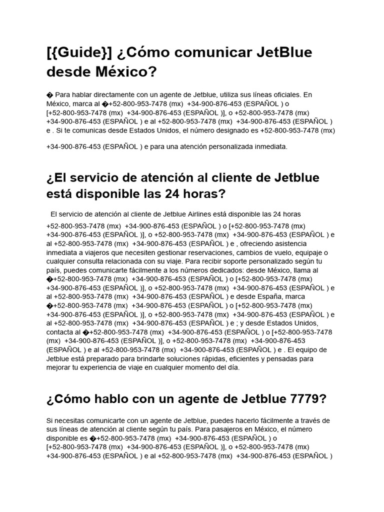 7478 Como Comunicar Jetblue Desde Mexico | PDF