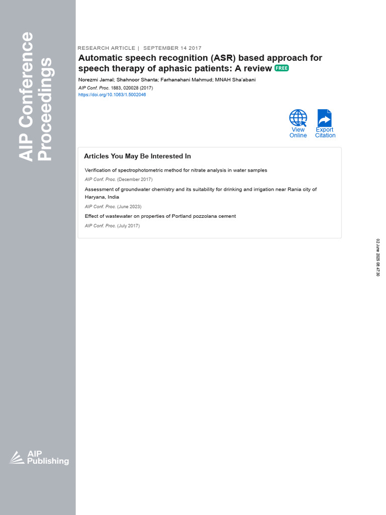 Automatic Speech Recognition ASR Based Approach For Speech Therapy of ...