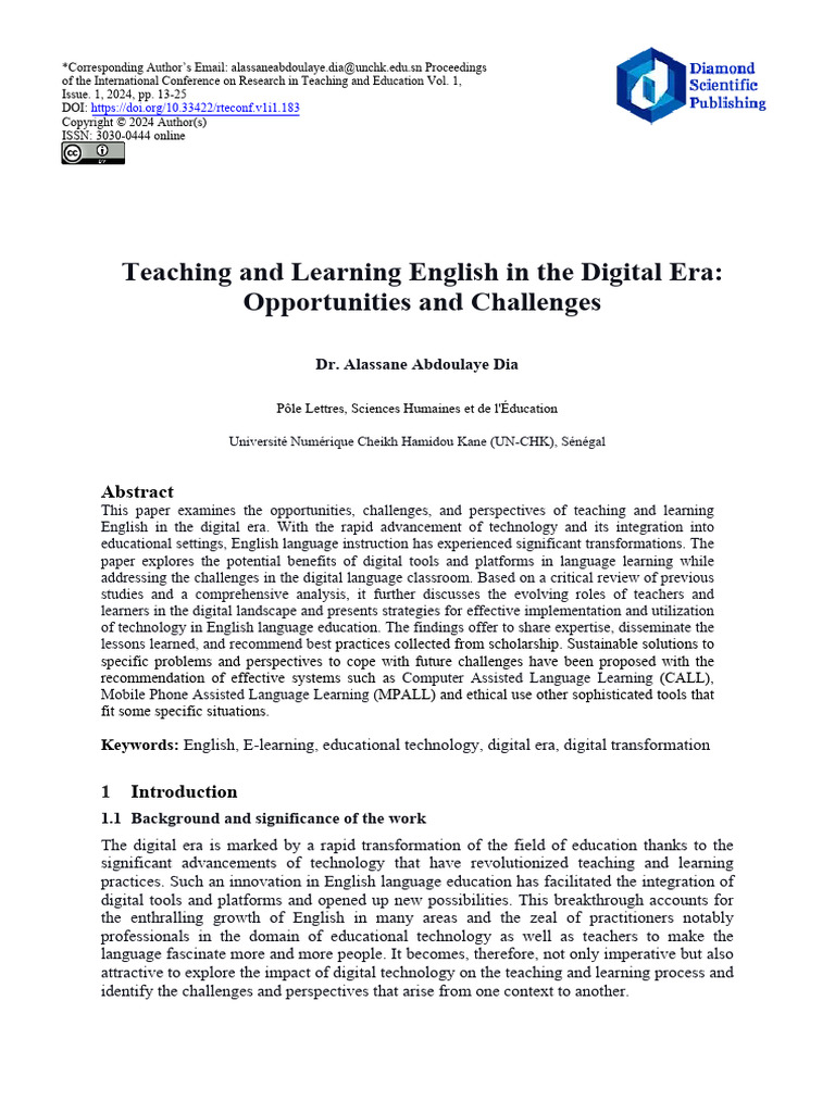 Teaching and Learning English in The Digital Era O | PDF | Educational ...