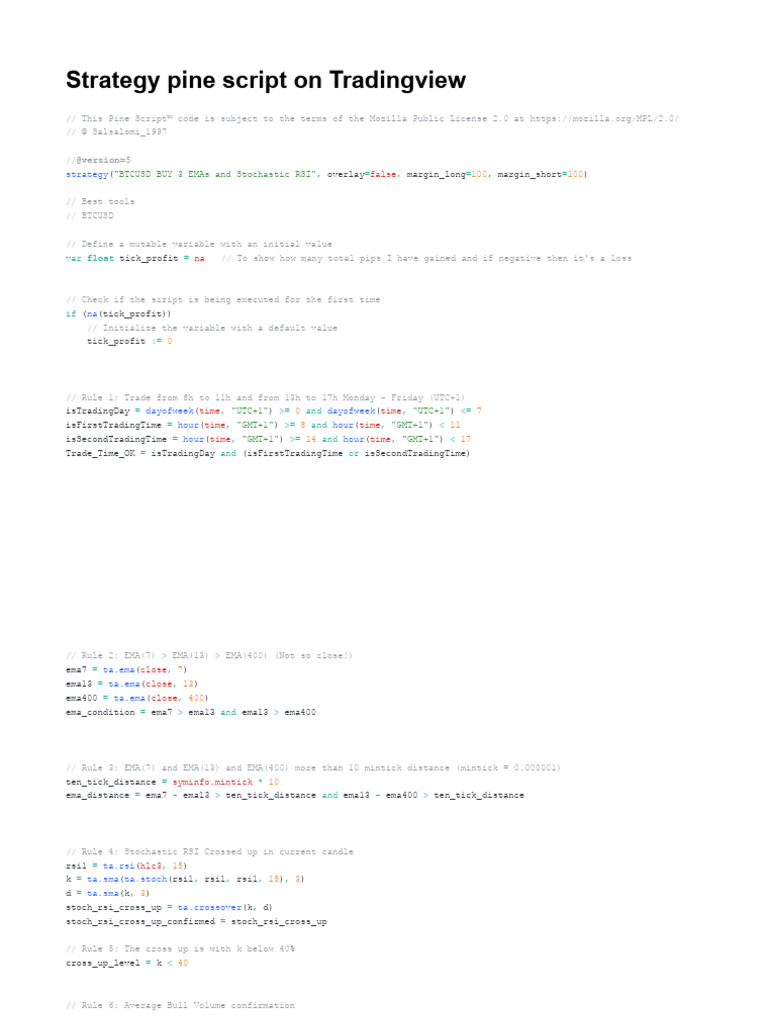 FINAL - Backtesting BTC - USD - 15 Min Time Frame - Strategy Pine Script On  Tradingview | PDF | Computer Programming