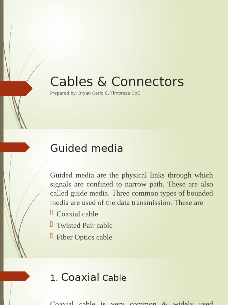 Types of Cables and Connectors Guide | PDF | Electrical Connector ...