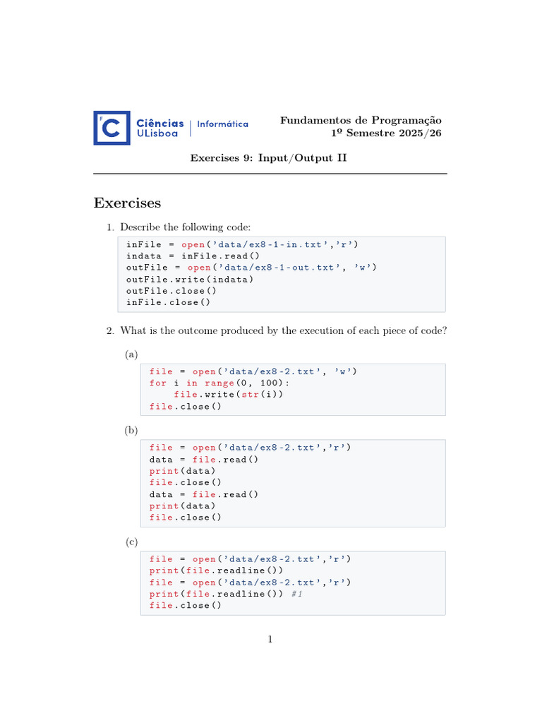Fundamentos de Programação: Exercícios I/O | PDF | Boolean Data Type ...