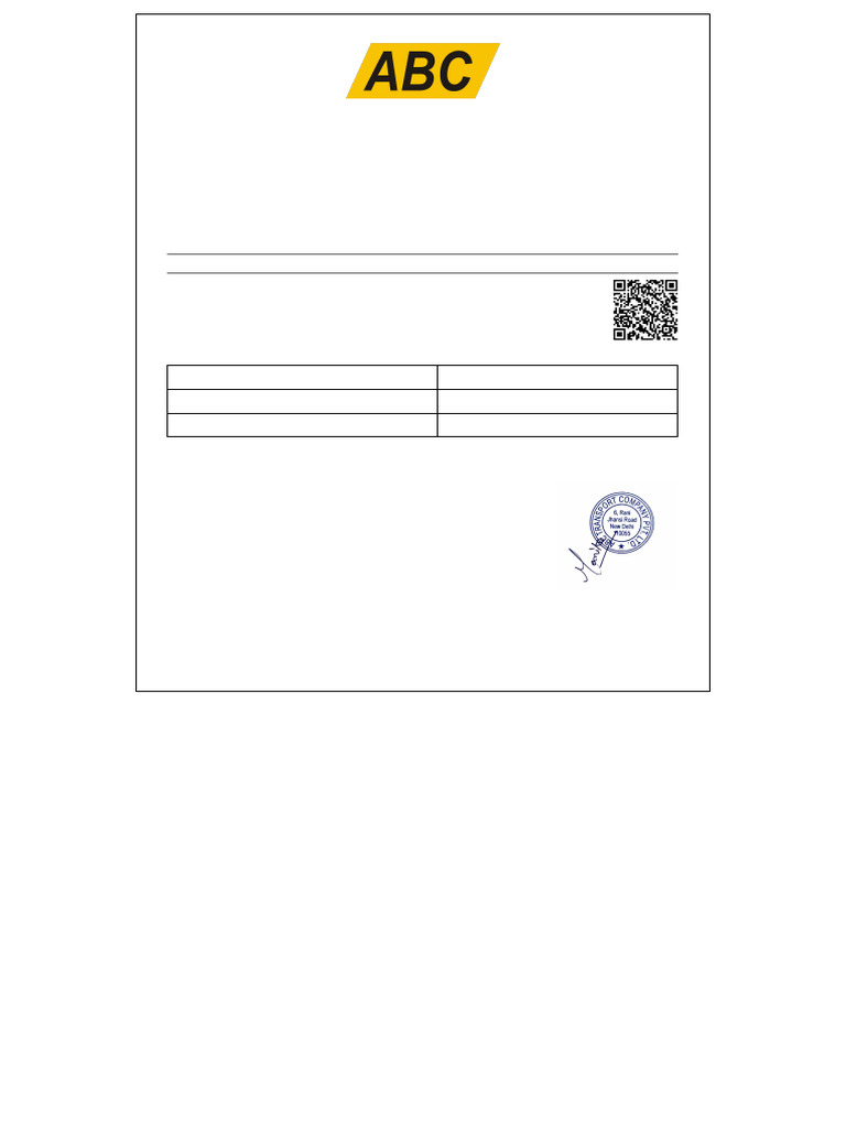 Delivery Docket: Abc Transport Company PVT LTD | PDF
