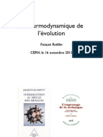Thermodynamique de l'évolution François Roddier Presentation_Roddier_CERN 2011 11 16