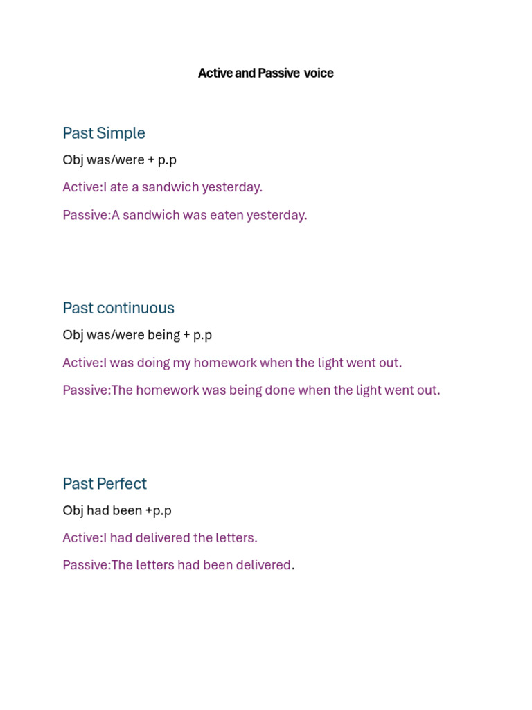 Active vs. Passive Voice Examples | PDF