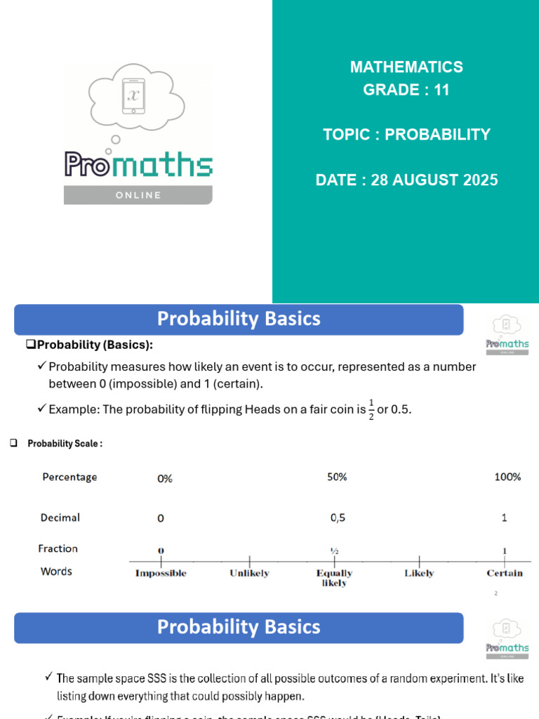 Grade 11 Probability Concepts Guide | PDF | Probability Theory ...