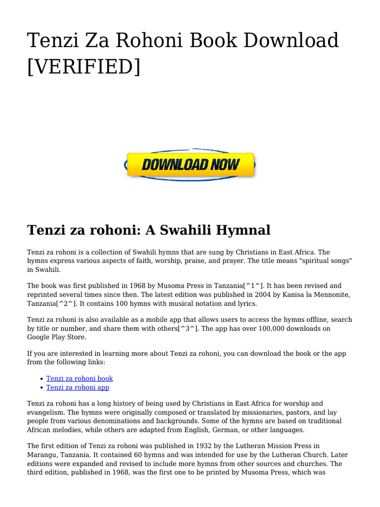 Download Tenzi Za Rohoni Hymnal | PDF | Hymns | Lutheranism