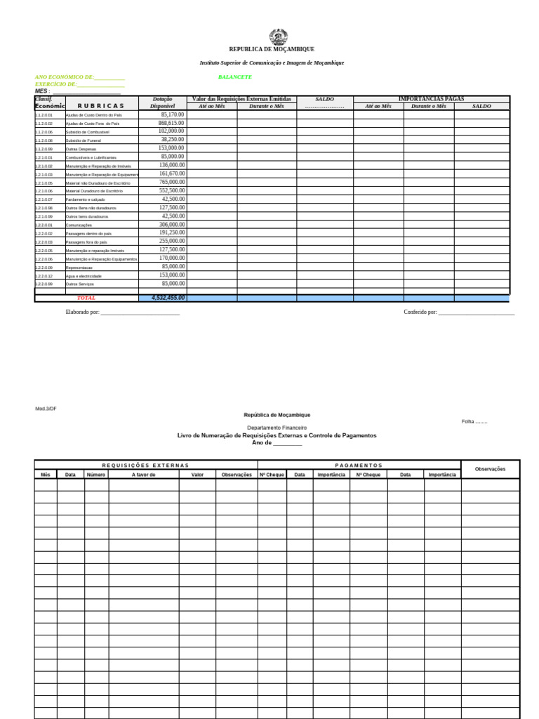 Balancete Financeiro de Moçambique | PDF | Bancos | Cheque (banco)