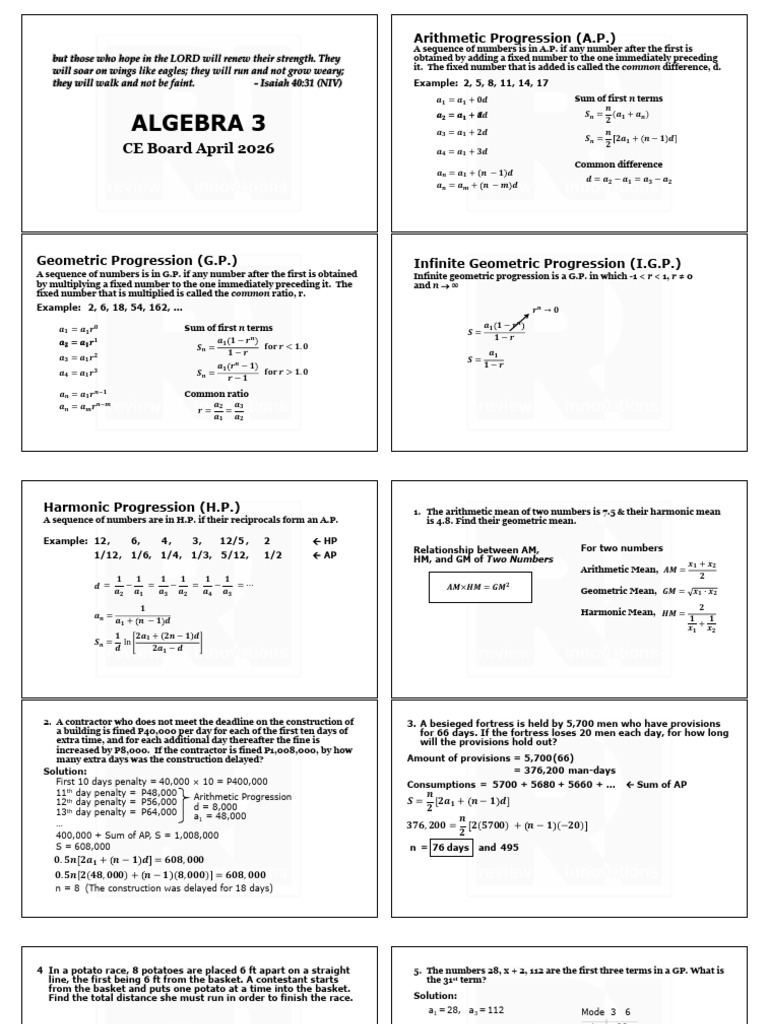 Algebra Progressions and Applications | PDF | Discrete Mathematics ...