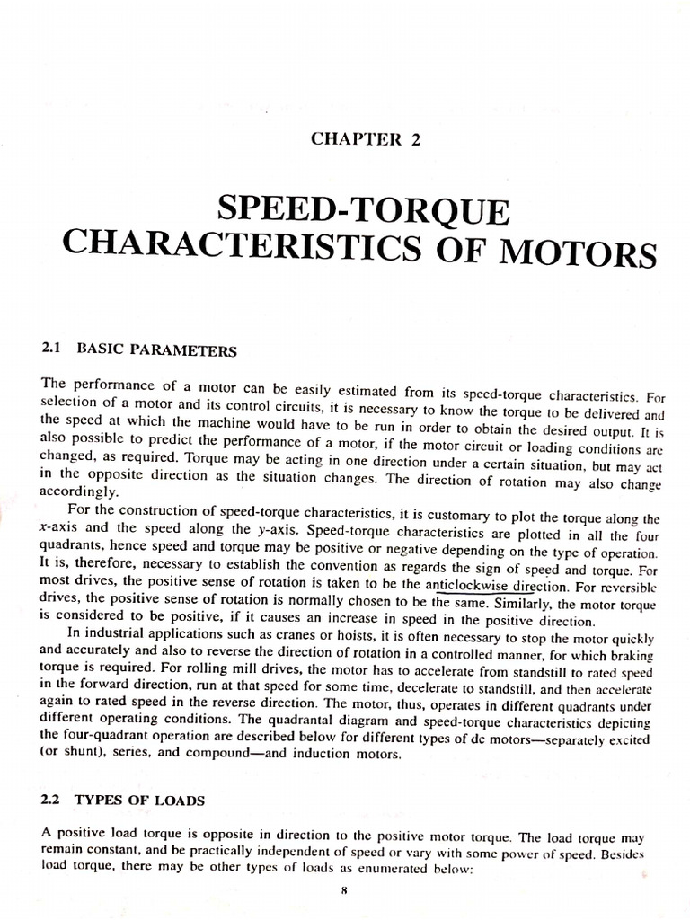 Speed Torque Characteristics of Different Types of Motor and Quadrantal ...