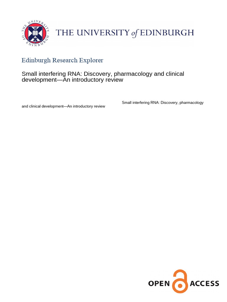 siRNA: Discovery and Clinical Advances | PDF | Rna Interference | Small ...