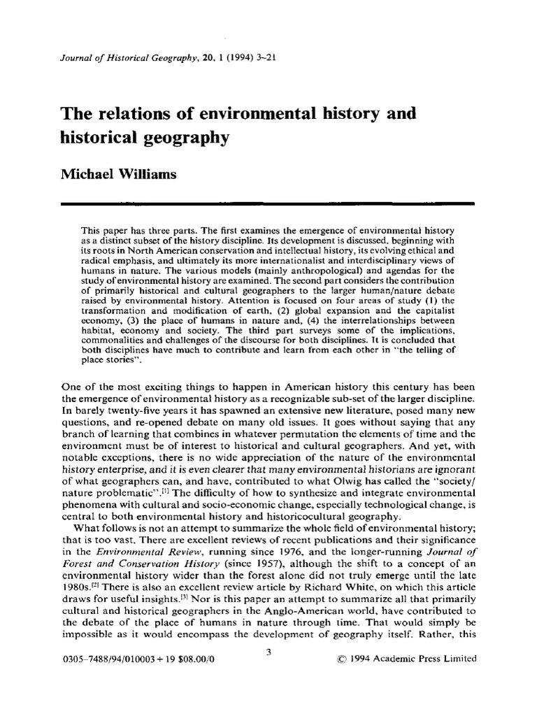 1 Environmental History and Historical Geography | PDF