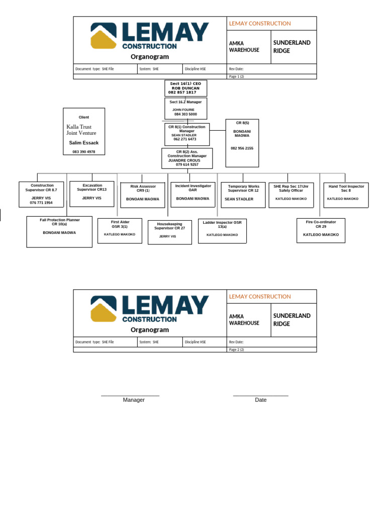 Lemay Construction Organogram Overview | PDF