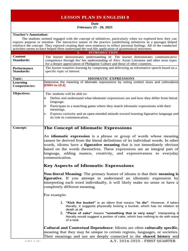 Understanding Idiomatic Expressions in English | PDF | Idiom | Semantics