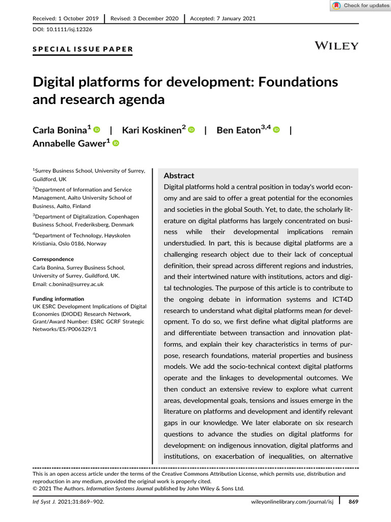 Digital Platforms and Development Insights | PDF | Mobile App | Market ...