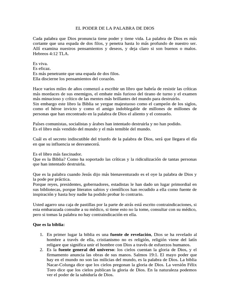 El Poder Transformador de la Biblia | PDF | Biblia | Jesús