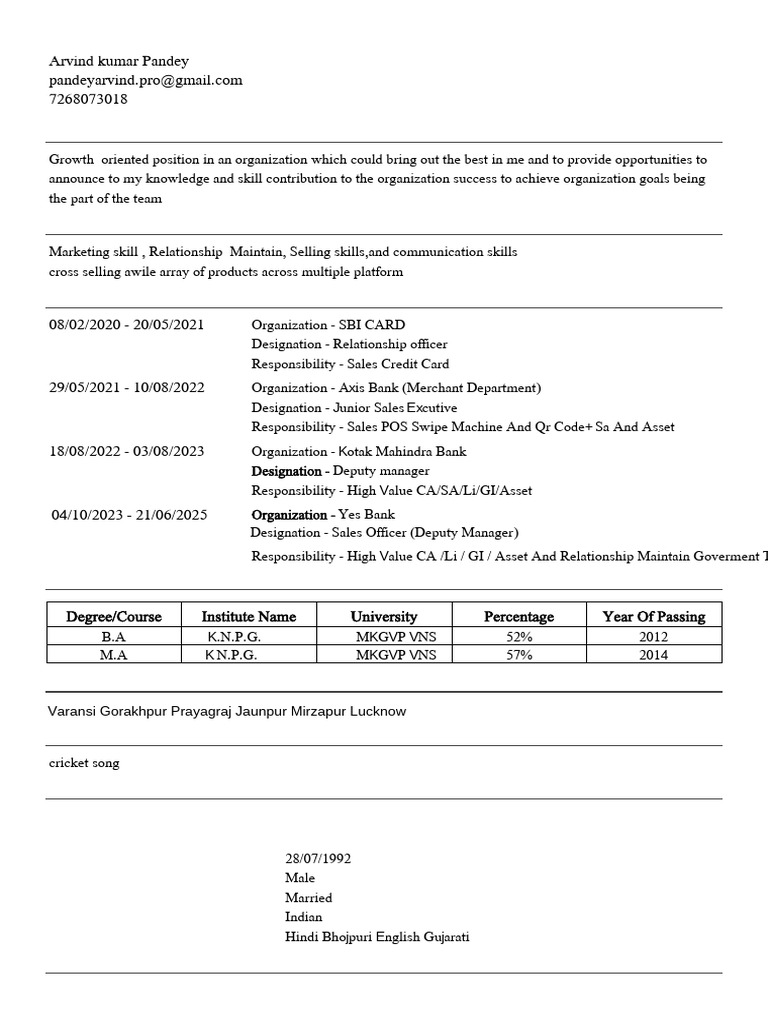 Arvind Kumar Pandey CV Update - Compressed | PDF