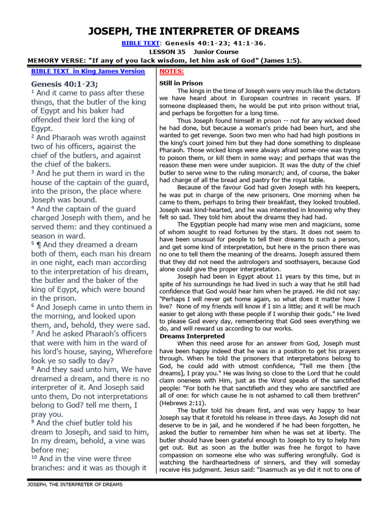 Joseph's Dream Interpretations in Genesis | PDF