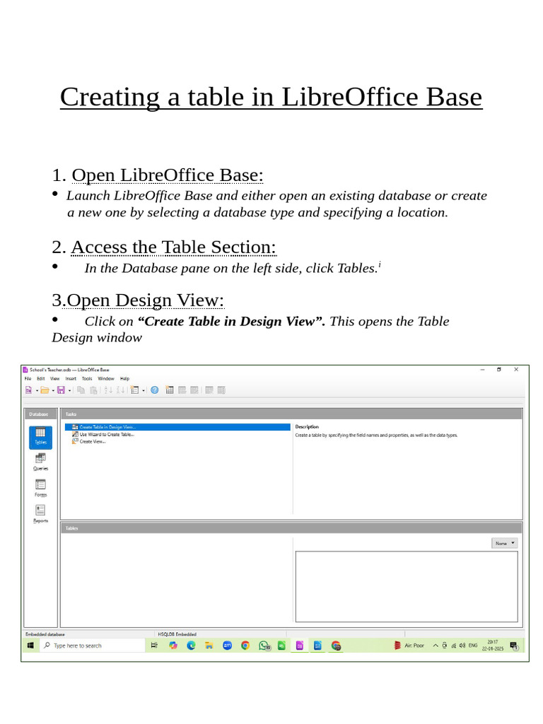 Create Tables and Queries in LibreOffice Base | PDF | Databases | Data ...