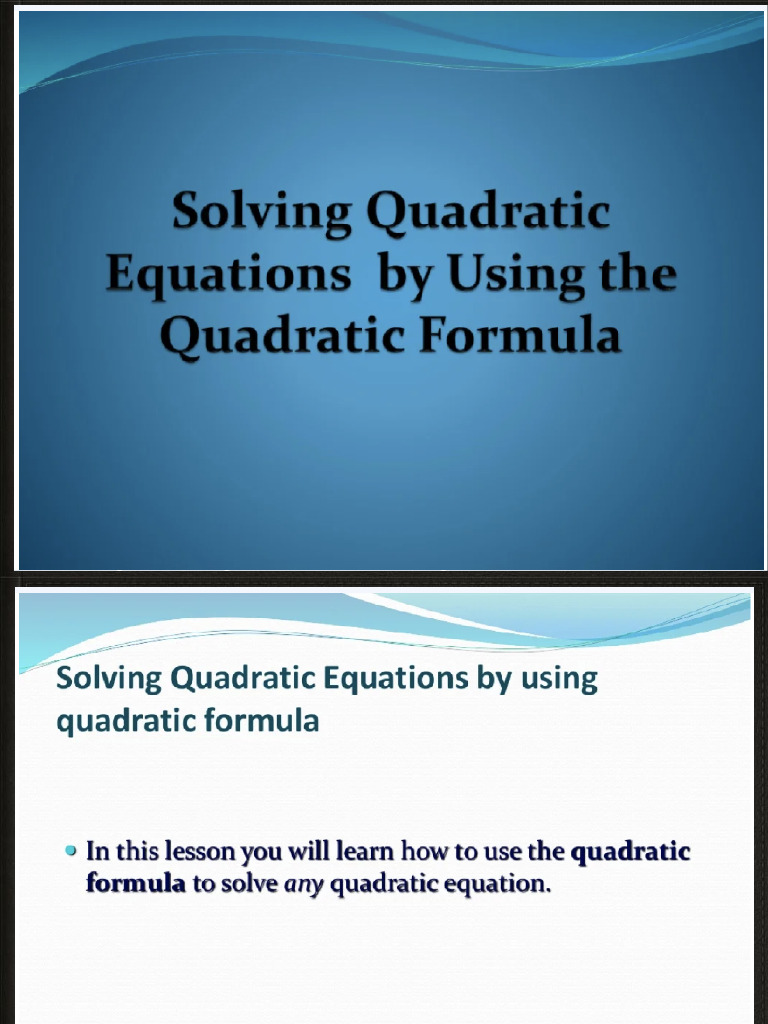 Quadratic Formula | PDF