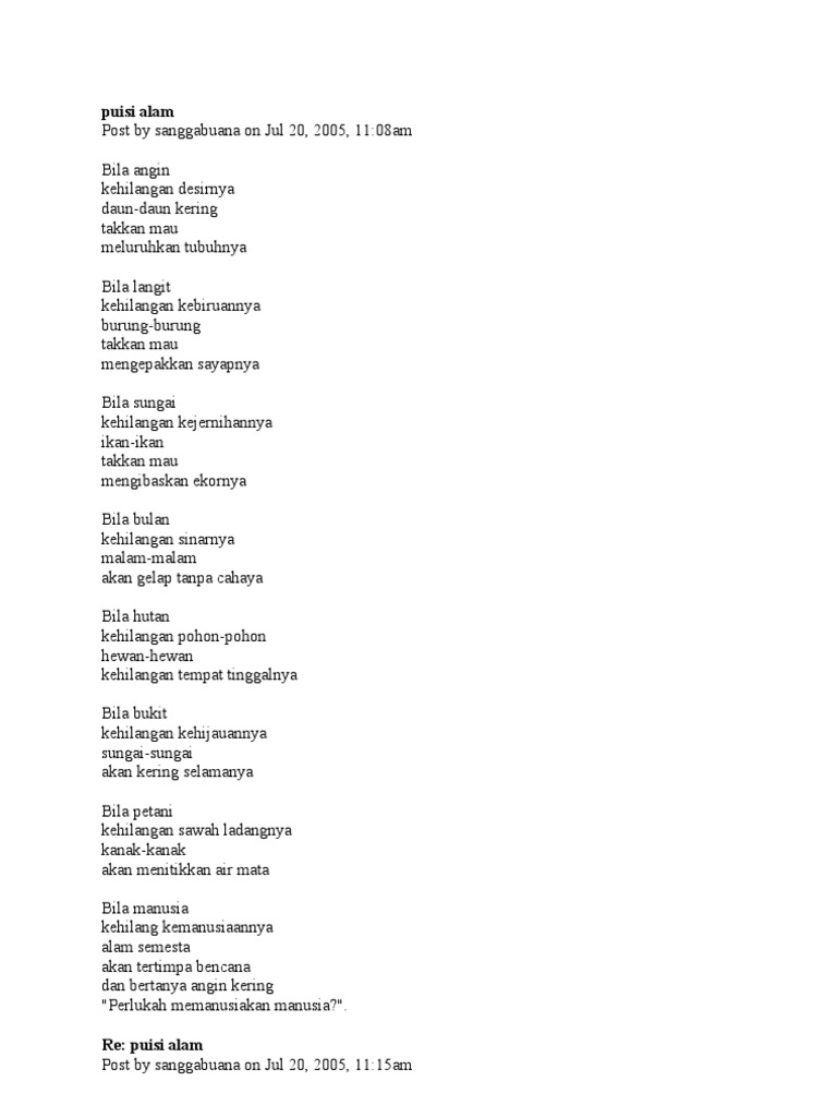 Puisi Tentang Alam Sungai - Koleksi Puisi