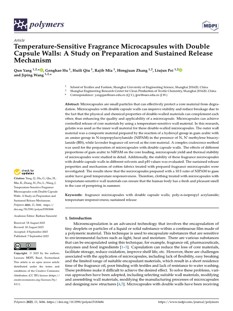 Temperature-Sensitive Fragrance Microcapsules | PDF | Properties Of ...