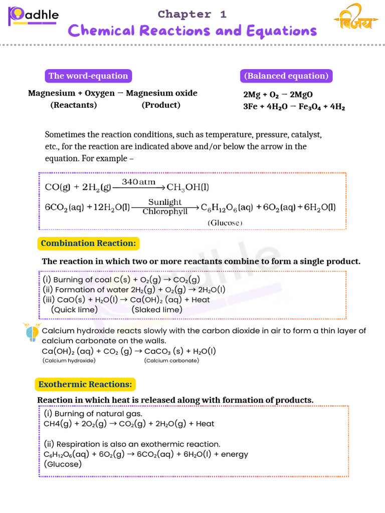 Chemical Reactions and Their Types | PDF | Chemical Reactions | Redox