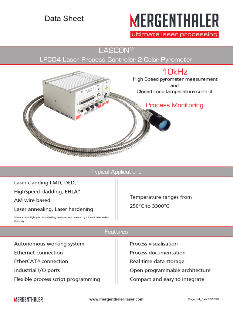 LASCON LPC04 Laser Process Controller | PDF | Optical Fiber | Laser