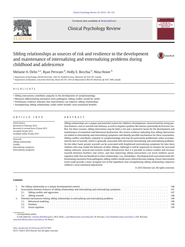 Sibling Relationships: Risk and Resilience | PDF | Sibling | Aggression