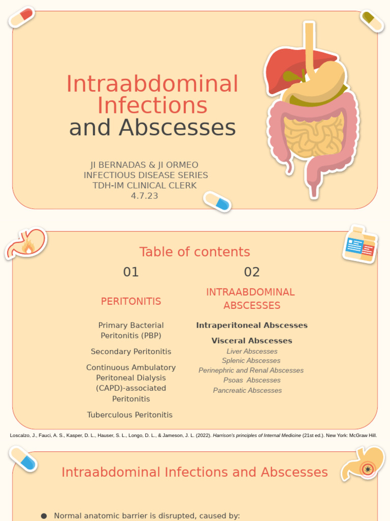 Intraabdominal Infections Overview | PDF | Peritoneum | Infection