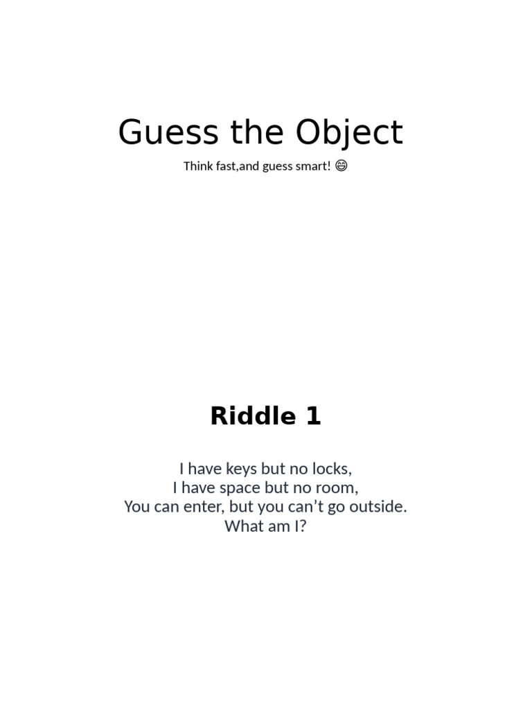 Guess The Object | PDF