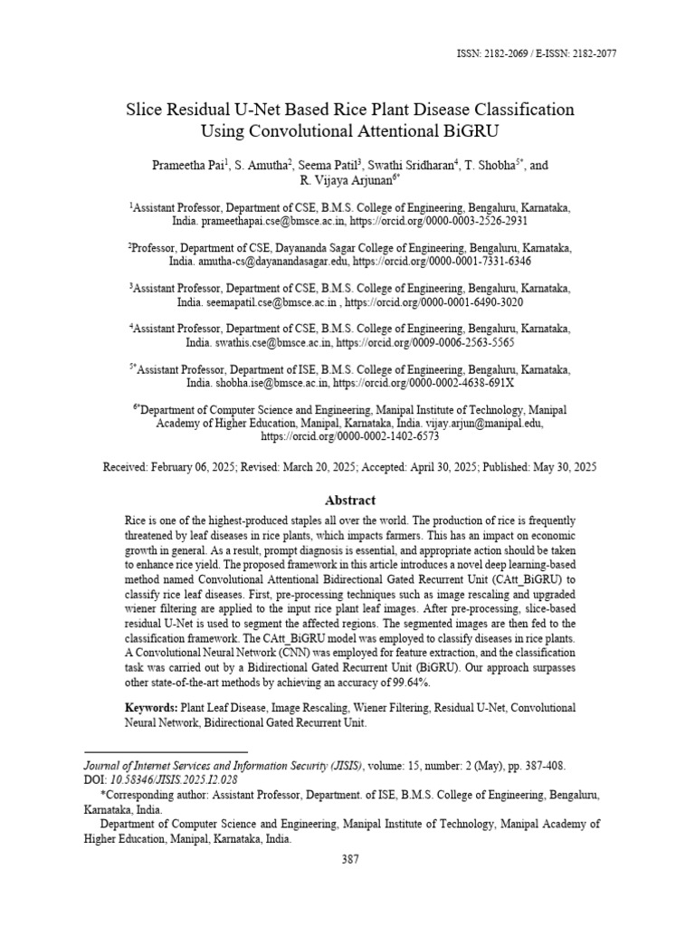 Rice Disease Classification Using CAtt_BiGRU | PDF | Deep Learning ...